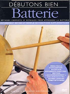 Illustration de Débutons bien la batterie : DVD + livret de 24 pages pour apprendre les bases de la batterie rock