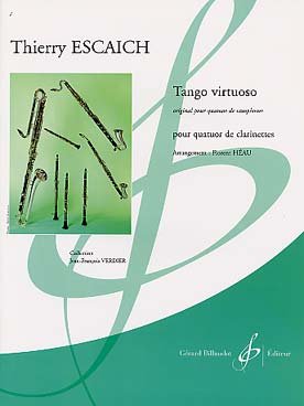 Illustration de Tango virtuoso, orig. pour quatuor de saxophones, tr. F. Héau pour quatuor de clarinettes