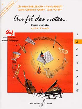 Illustration de Au fil des notes : notes, rythmes, chants, dictées, dépistage de fautes, intonations, analyse, écoute... - Vol. 2 (1er cycle 2), livre professeur