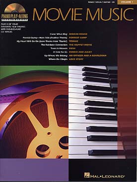 Illustration de MOVIE MUSIC : 8 musiques de films célèbres (Forrest Gump, Titanic, Romeo et Juliette...) arr. pour piano + CD - Vol. 1