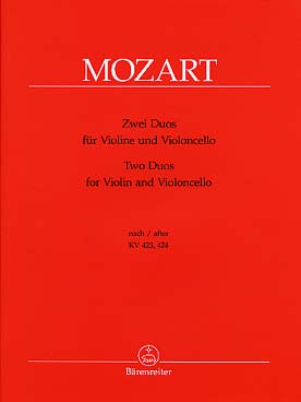 Illustration de 2 Duos K 423 et 424 pour violon et alto, tr. Berke pour violon et violoncelle