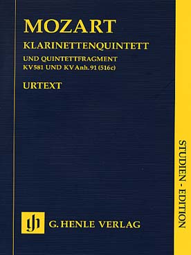Illustration de Quintette avec clarinette K 581 (Stadler) et fragment de quintette K Anh. 91 (516c)