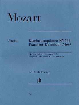Illustration de Quintette K 581 en la M "Stadler" pour clarinette et quatuor à cordes et fragment de quintette K Anh. 91 (516c)