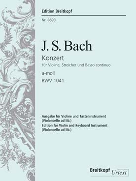 Illustration bach js concerto bwv 1041 en la min