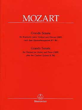 Illustration de Grande sonate pour clarinette en la ou violon d'après le quintette KV 581