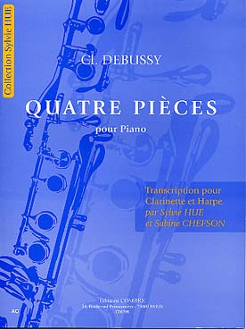 Illustration de 4 Pièces pour piano, tr. pour clarinette et harpe par S. Hue et S. Chefson