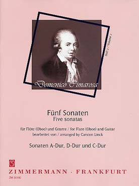 Illustration de Sonates pour flûte ou hautbois et guitare (tr. Linck) - Vol. 2 : sonates en la M, ré M, do M