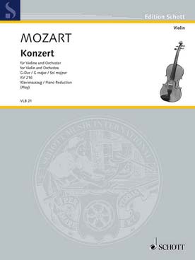 Illustration de Concerto N° 3 K 216 en sol M - éd. Schott (cadences May)