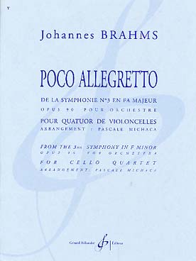 Illustration de Poco allegretto de la symphonie N° 3 op. 90 en fa M, tr. Michaca pour quatuor de violoncelles