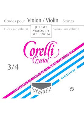 Illustration de Corelli Crystal - calibre medium Jeu complet (mi à boule) violon 3/4