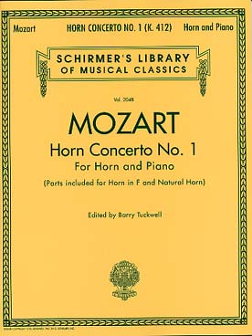 Illustration de Concerto N° 1 K 412 (386b) en ré M, réd. piano - éd. Shirmer (tr. Tuckwell)