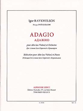 Illustration de Adagio pour alto (ou violon) et orchestre, réduction piano