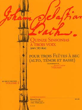 Illustration de 15 Sinfonias à 3 voix BWV 787-801, tr. Veilhan pour alto, ténor et basse - Vol. 1 : sinfonias 1 à 8