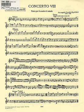 Illustration de Concerto grosso op. 6/8 en sol m "de Noël" pour 2 violons, violoncelle et orchestre à cordes - violon 2 solo concertant