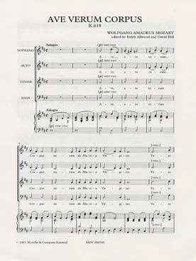 Illustration de Ave verum corpus K 618 (SATB et orgue)