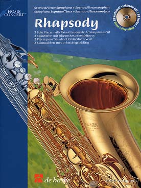 Illustration de Rhapsody, 2 pièces de concert faciles avec accompagnement orchestre à vent - Saxophone soprano ou ténor