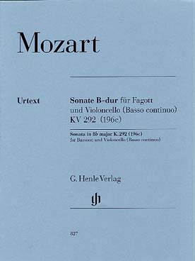 Illustration de Sonate K 292 en si b M pour basson, violoncelle et basse continue (piano)