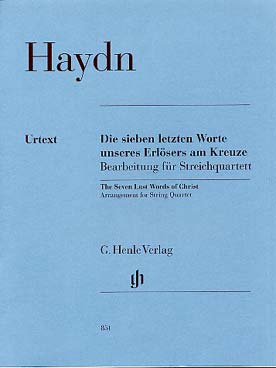 Illustration de Les 7 dernières paroles du Christ Hob. XX:1B (Die Sieben letzten Worte unseres Erlösers am Kreuze), version quatuor