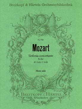 Illustration de Symphonie concertante K 297 b en si b M pour hautbois, clarinette, cor et basson - Partie cor solo