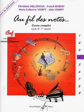 Illustration de Au fil des notes : notes, rythmes, chants, dictées, dépistage de fautes, intonations, analyse, écoute... - Vol. 4 (2e cycle 1), livre professeur