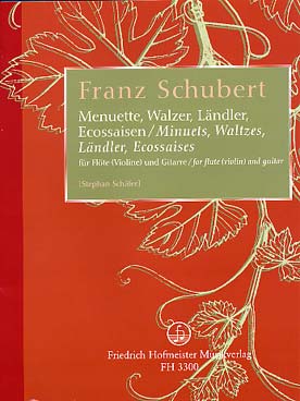 Illustration de Menuets, valses, ländler et écossaises pour flûte ou violon et guitare