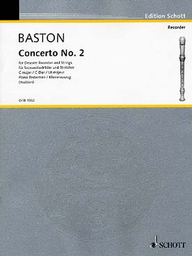 Illustration de Concerto N° 2 en do M pour flûte à bec soprano, cordes et basse continue réduction piano
