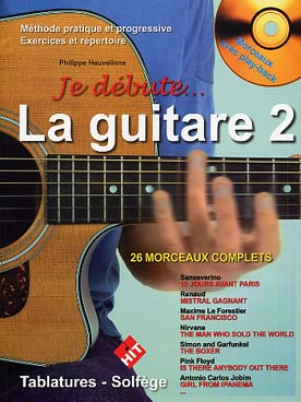 Illustration de JE DÉBUTE LA GUITARE (Rouvé/Heuveline) : méthode pratique et progressive tous styles (solfège et tablature) - Vol. 2 (édition revue/corrigée 2022) 