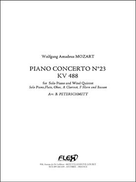 Illustration de Concerto pour piano N° 23 K 488, tr. pour quintette à vent (flûte, hautbois, clarinette, cor, basson) et piano