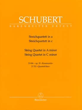 Illustration de 2 Quatuors à cordes op. 29 en la m D 804 (Rosamunde) et D 703 en do (Quartett- Satz)