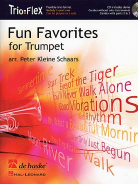 Illustration de FUN FAVORITES for trumpet : 10 arr. de Schaars avec CD accompagnement combo, pour jouer seul ou à trois