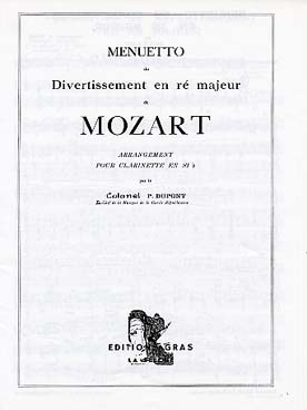 Illustration mozart menuetto du divertissement re maj