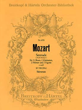 Illustration de Sérénade K 388 (384a) en do m pour 2 hautbois, 2 clarinettes, 2 cors et 2  bassons