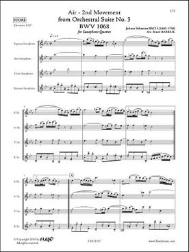 Illustration de Air de la Suite N° 3 BWV 1068, tr. pour quatuor SATB