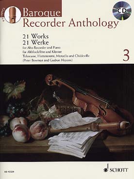 Illustration de BAROQUE RECORDER ANTHOLOGY : œuvres des 17e et 18e siècles sél. et arr. par Bowman/Heyens (flûte à bec alto) - Vol. 3 : 21 pièces