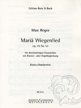 Illustration de Maria Wiegenlied op. 76/52 pour chœur de femmes (SSA) et piano