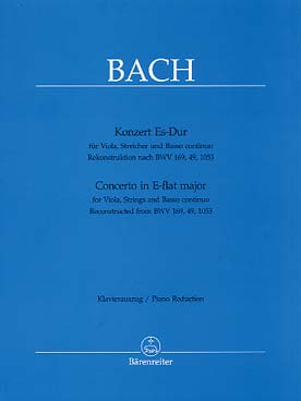 Illustration de Concerto d'après les BWV 169-49-1053 en mi b M  pour alto, cordes et b. c., réd. piano