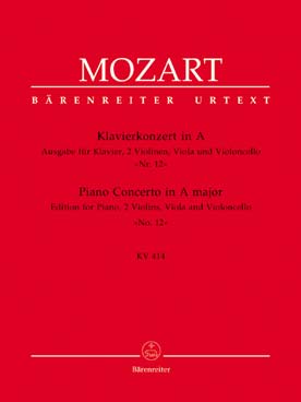 Illustration de Concerto pour piano N° 12 K 414 en la M réd. piano et cordes