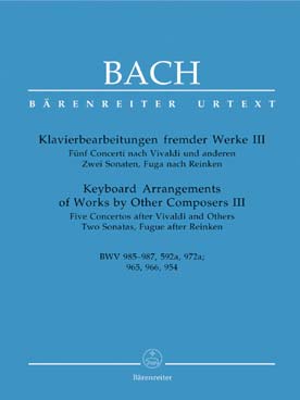 Illustration de Transcriptions pour clavier - Vol. 3 : 5 Concertos d'après Vivaldi et Reinkens