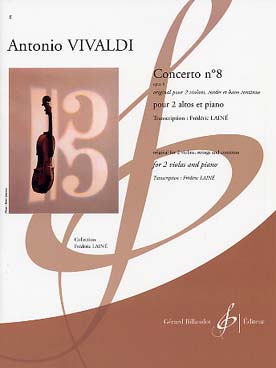 Illustration de Concerto N° 8 op. 3 pour 2 violons, cordes et basse continue, tr. Lainé pour 2 altos et piano