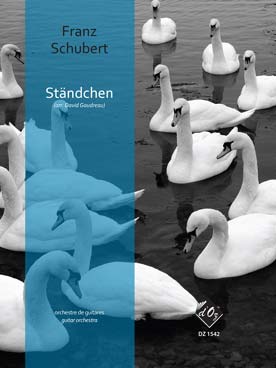 Illustration de Ständchen, sérénade D 957, tr. Gaudreau pour orchestre de guitares (5 parties dont alto, basse et contrebasse)
