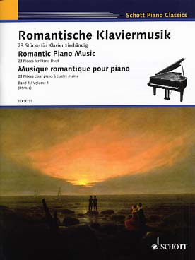 Illustration de MUSIQUE ROMANTIQUE originale pour 4 mns - Vol. 1 : 23 pièces de Weber, Schubert, Gurlitt, Reinecke, Brahms, Saint-Saëns, Böhner, Mendelssohn, Schumann