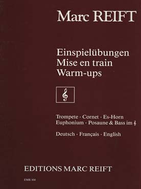 Illustration de Warm-up (Einspielübung - Mise en train) pour trompette, cornet, cor en mi b, euphonium, trombone, basse mi b et si b