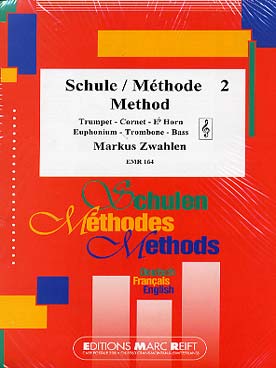 Illustration de Méthode (Schule) pour trompette, cornet, cor en mi b, euphonium, trombone, basse mi b et si b (en allemand, français et anglais) - Vol. 2