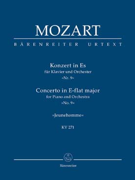 Illustration de Concerto pour piano, cordes, hautbois et cor, N° 9 en mi b M K 271