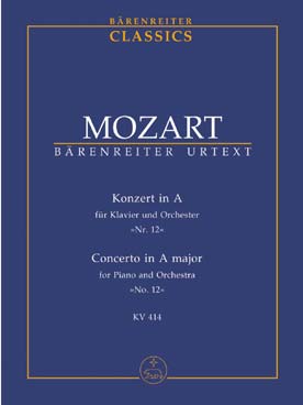 Illustration de Concerto N° 12 K 414 en la M pour piano, 2 hautbois, 2 cors et cordes