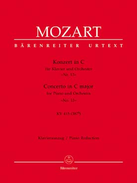 Illustration de Concerto K 415 en do M pour piano, 2 hautbois, 2 bassons,2 cors, 2 trompettes cordes, réd. 2 pianos