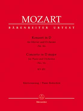 Illustration de Concerto K 451 en ré M pour piano, flûte 2 hautbois, 2 bassons, 2 cors, 2 trompettes, timbales et cordes, réd. 2 pianos
