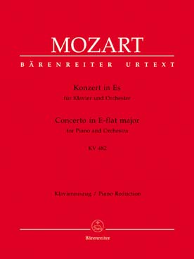 Illustration de Concerto K 482 en mi b M pour piano, flûte, 2 hautbois, 2 bassons, 2 cors 2 trompettes, timbales, réd. 2 pianos