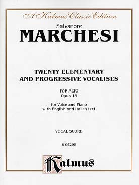 Illustration de 20 Vocalises élémentaires et progressives op. 15 voix alto