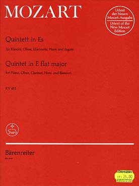 Illustration de Quintette K 452 en mi b M, tr. Federhofer pour hautbois, clarinette,  cor, basson, piano